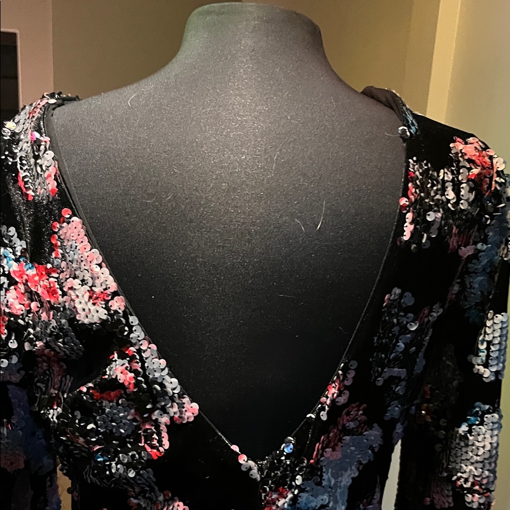 Dress the Population Black and Pink Sequin Midi Dress - Picture 6 of 6